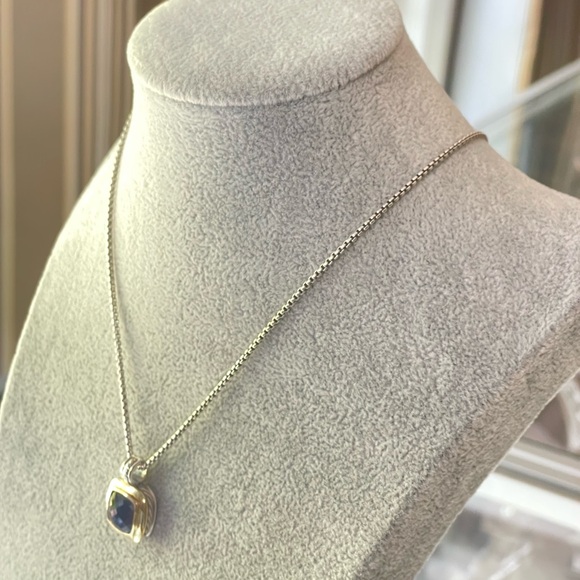 David Yurman 925 & 18k Gold Albion Pendant Necklace with Black Onyx 20" - Picture 10 of 10